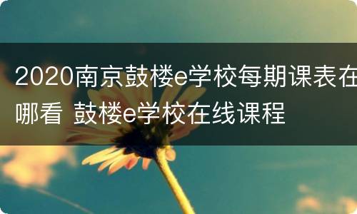 2020南京鼓楼e学校每期课表在哪看 鼓楼e学校在线课程