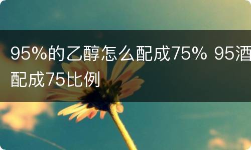 95%的乙醇怎么配成75% 95酒精配成75比例
