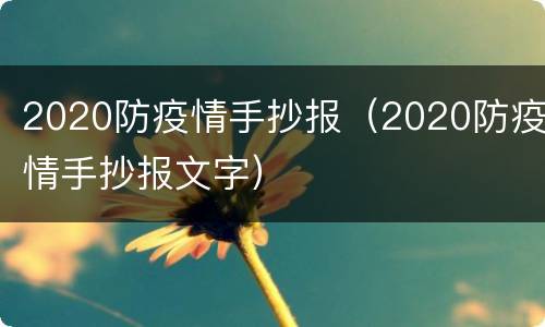 2020防疫情手抄报（2020防疫情手抄报文字）