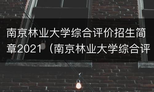 南京林业大学综合评价招生简章2021（南京林业大学综合评价招生简章2022）