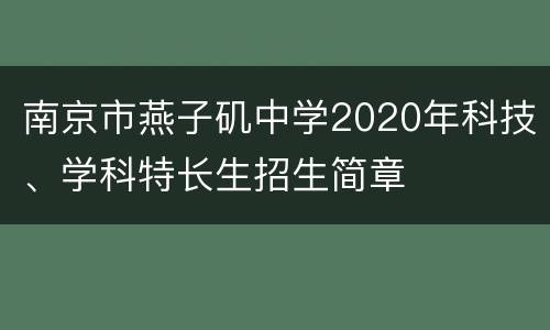 南京市燕子矶中学2020年科技、学科特长生招生简章