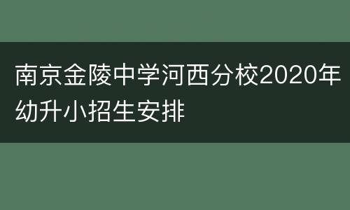 南京金陵中学河西分校2020年幼升小招生安排