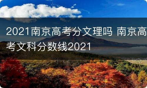 2021南京高考分文理吗 南京高考文科分数线2021