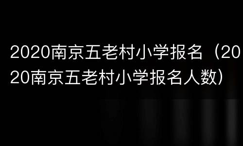 2020南京五老村小学报名（2020南京五老村小学报名人数）
