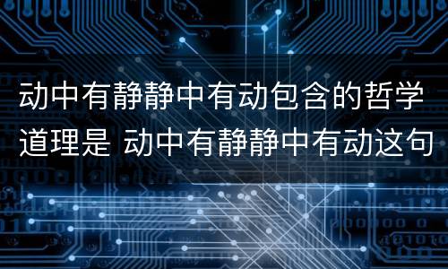 动中有静静中有动包含的哲学道理是 动中有静静中有动这句话说明了什么