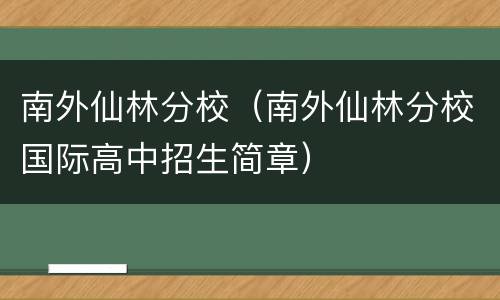 南外仙林分校（南外仙林分校国际高中招生简章）