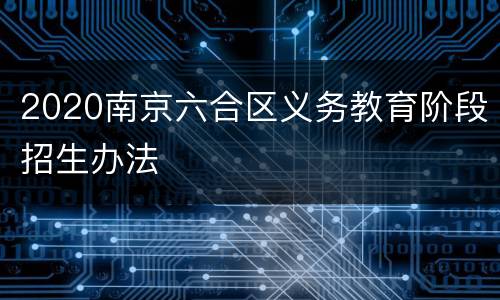 2020南京六合区义务教育阶段招生办法