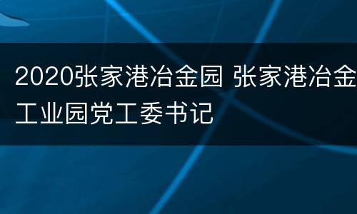 2020张家港冶金园 张家港冶金工业园党工委书记