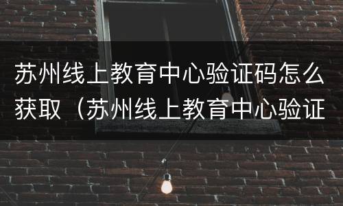 苏州线上教育中心验证码怎么获取（苏州线上教育中心验证码怎么获取不了）