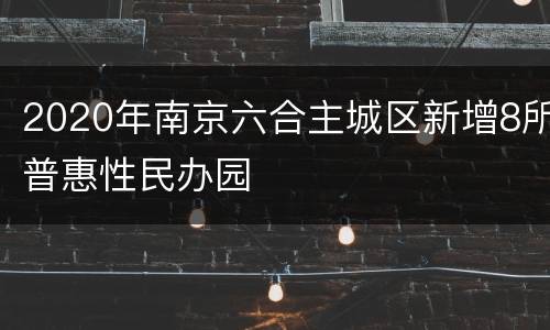 2020年南京六合主城区新增8所普惠性民办园