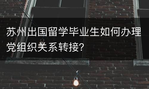 苏州出国留学毕业生如何办理党组织关系转接？