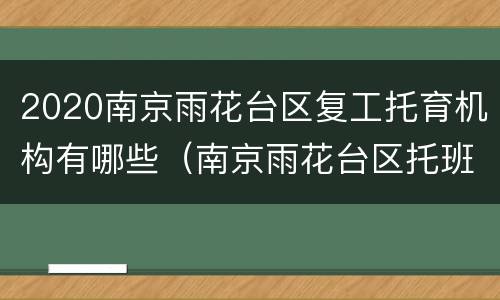 2020南京雨花台区复工托育机构有哪些（南京雨花台区托班）