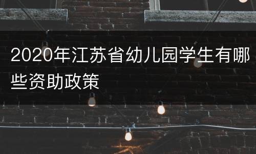 2020年江苏省幼儿园学生有哪些资助政策