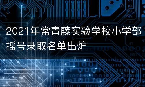 2021年常青藤实验学校小学部摇号录取名单出炉