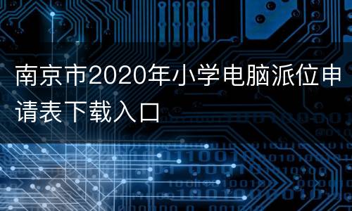南京市2020年小学电脑派位申请表下载入口