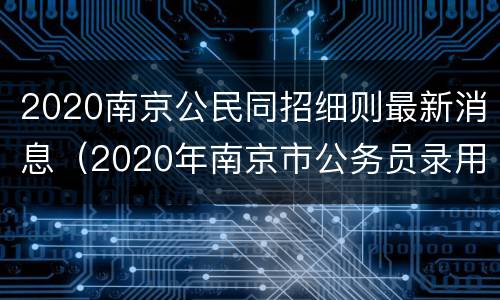 2020南京公民同招细则最新消息（2020年南京市公务员录用）