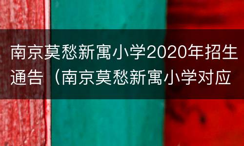 南京莫愁新寓小学2020年招生通告（南京莫愁新寓小学对应中学）