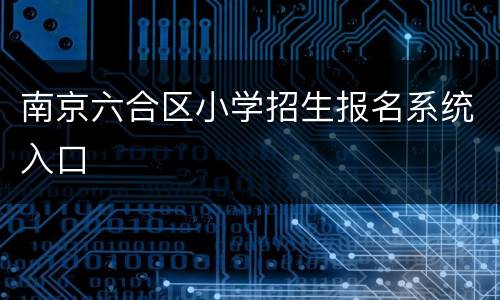 南京六合区小学招生报名系统入口