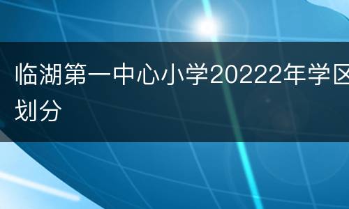 临湖第一中心小学20222年学区划分