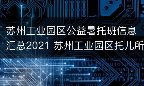 苏州工业园区公益暑托班信息汇总2021 苏州工业园区托儿所