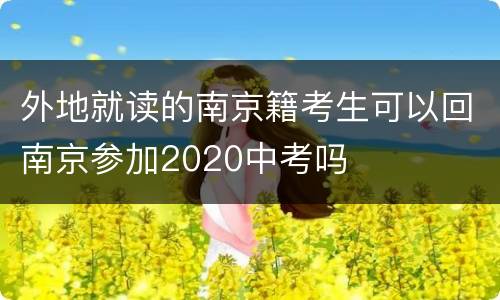 外地就读的南京籍考生可以回南京参加2020中考吗