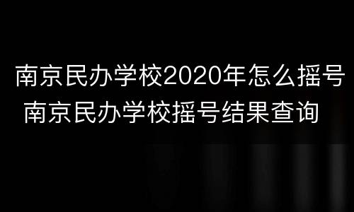 南京民办学校2020年怎么摇号 南京民办学校摇号结果查询