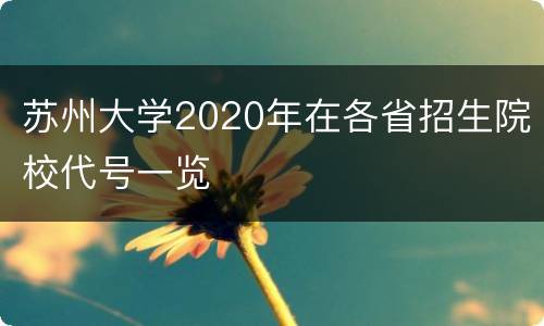 苏州大学2020年在各省招生院校代号一览