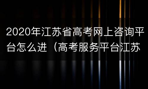 2020年江苏省高考网上咨询平台怎么进（高考服务平台江苏）