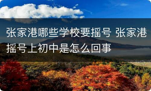 张家港哪些学校要摇号 张家港摇号上初中是怎么回事