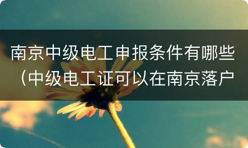 南京中级电工申报条件有哪些（中级电工证可以在南京落户吗）