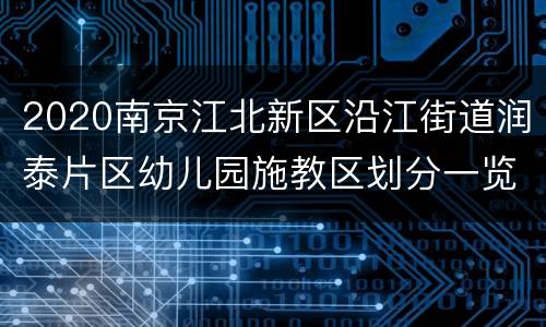 2020南京江北新区沿江街道润泰片区幼儿园施教区划分一览