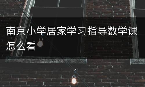 南京小学居家学习指导数学课怎么看