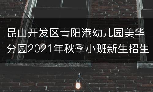 昆山开发区青阳港幼儿园美华分园2021年秋季小班新生招生通告