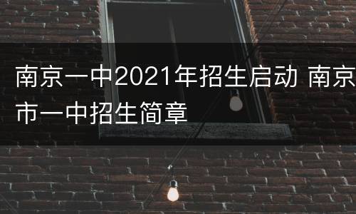 南京一中2021年招生启动 南京市一中招生简章