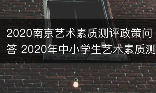 2020南京艺术素质测评政策问答 2020年中小学生艺术素质测评