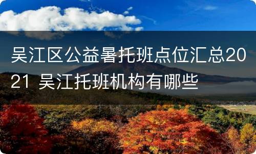 吴江区公益暑托班点位汇总2021 吴江托班机构有哪些