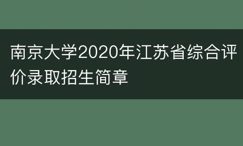 南京大学2020年江苏省综合评价录取招生简章