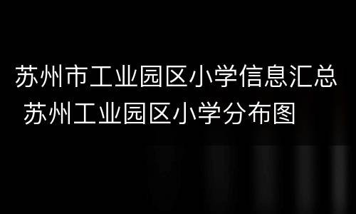 苏州市工业园区小学信息汇总 苏州工业园区小学分布图