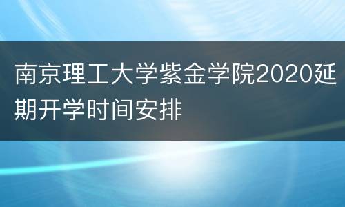 南京理工大学紫金学院2020延期开学时间安排