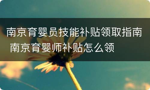 南京育婴员技能补贴领取指南 南京育婴师补贴怎么领