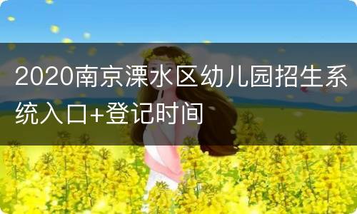 2020南京溧水区幼儿园招生系统入口+登记时间