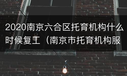 2020南京六合区托育机构什么时候复工（南京市托育机构服务管理平台）