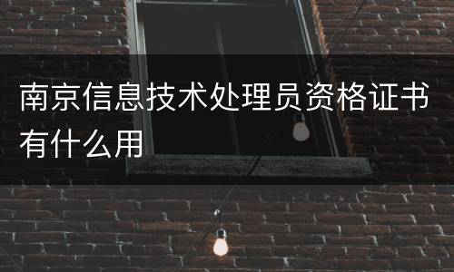 南京信息技术处理员资格证书有什么用